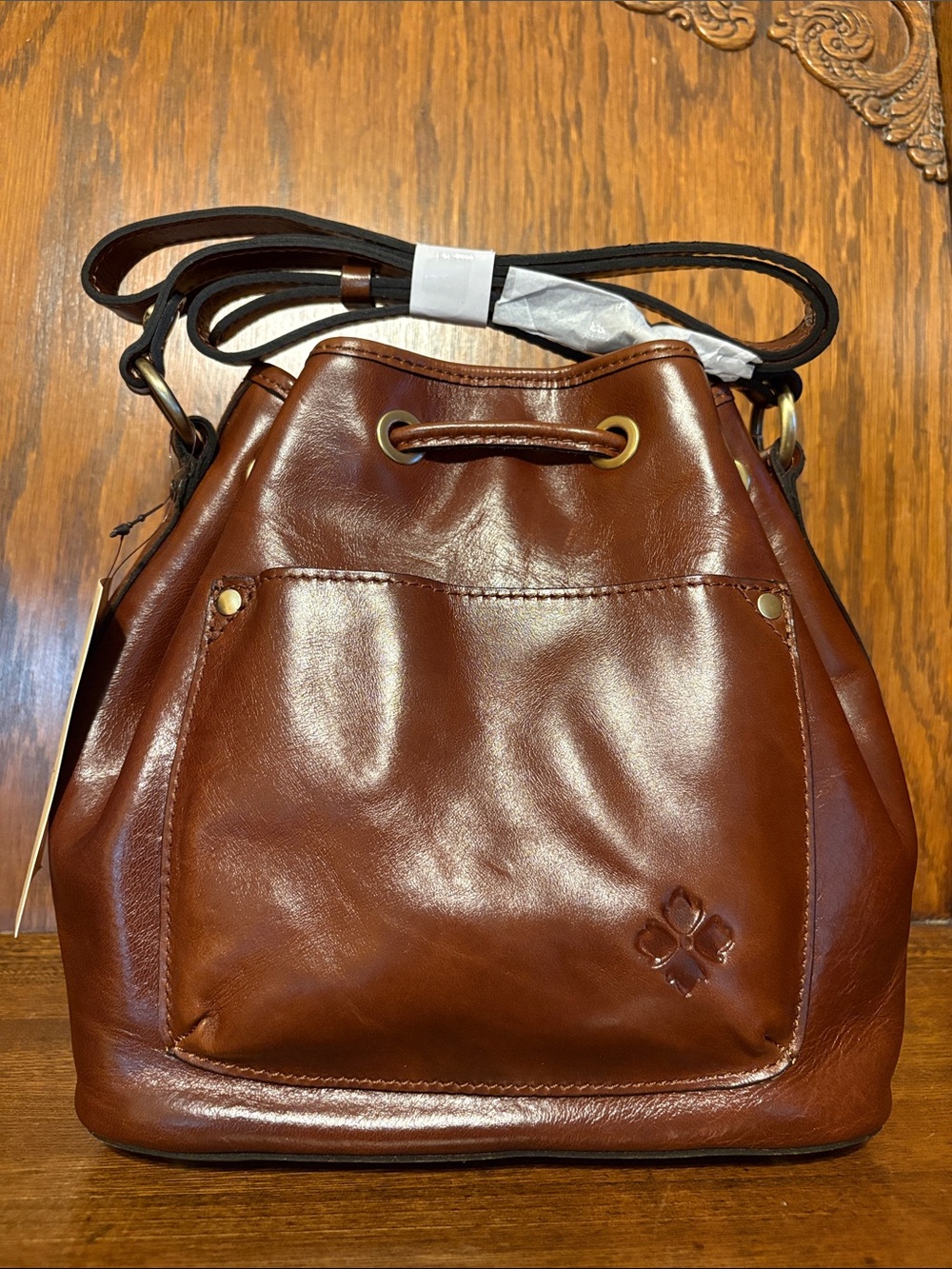 NWT-Patricia Nash-Bellona Bucket Bag-Suede Leather Weave Design-Cognac-$249 - Picture 7 of 15